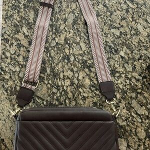 Women's Brown Quilted Crossbody Bag Purse